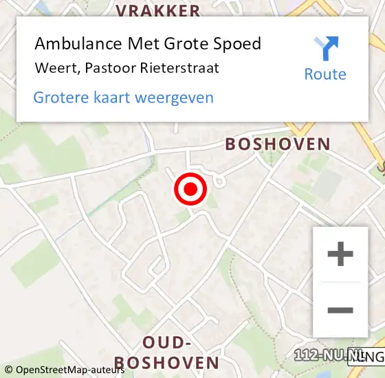 Locatie op kaart van de 112 melding: Ambulance Met Grote Spoed Naar Weert, Pastoor Rieterstraat op 14 juni 2018 19:41