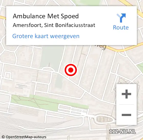 Locatie op kaart van de 112 melding: Ambulance Met Spoed Naar Amersfoort, Sint Bonifaciusstraat op 14 juni 2018 20:53