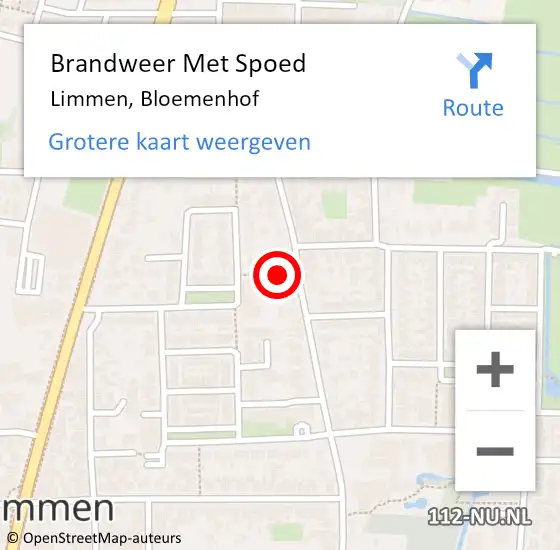 Locatie op kaart van de 112 melding: Brandweer Met Spoed Naar Limmen, Bloemenhof op 14 juni 2018 22:50