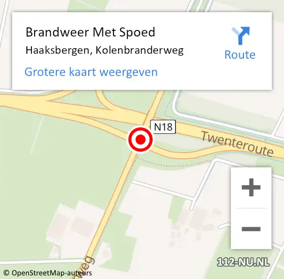 Locatie op kaart van de 112 melding: Brandweer Met Spoed Naar Haaksbergen, Kolenbranderweg op 15 juni 2018 06:07