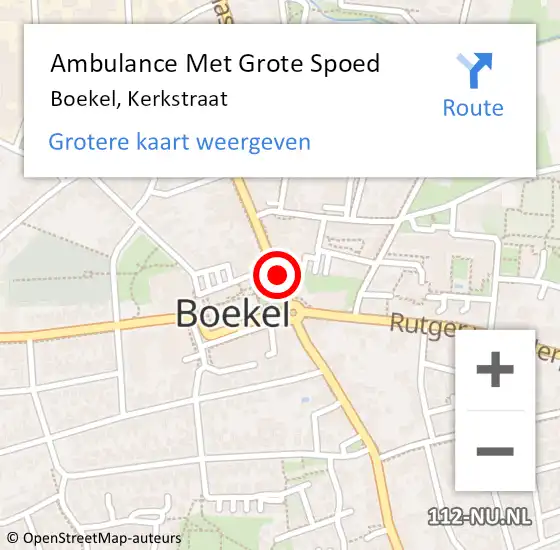 Locatie op kaart van de 112 melding: Ambulance Met Grote Spoed Naar Boekel, Kerkstraat op 15 juni 2018 07:18