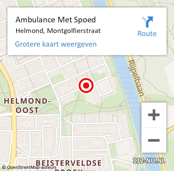 Locatie op kaart van de 112 melding: Ambulance Met Spoed Naar Helmond, Montgolfierstraat op 15 juni 2018 08:38