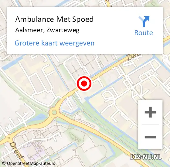 Locatie op kaart van de 112 melding: Ambulance Met Spoed Naar Aalsmeer, Zwarteweg op 15 juni 2018 10:10