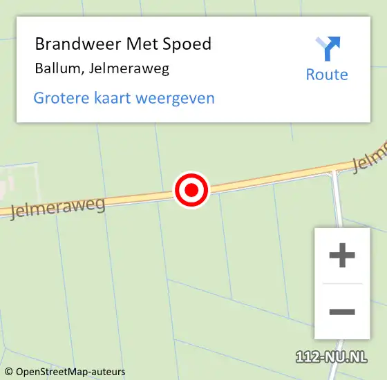 Locatie op kaart van de 112 melding: Brandweer Met Spoed Naar Ballum, Jelmeraweg op 15 juni 2018 10:28