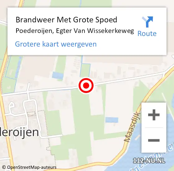 Locatie op kaart van de 112 melding: Brandweer Met Grote Spoed Naar Poederoijen, Egter Van Wissekerkeweg op 15 juni 2018 12:39