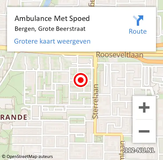 Locatie op kaart van de 112 melding: Ambulance Met Spoed Naar Bergen op Zoom, Grote Beerstraat op 15 juni 2018 12:55
