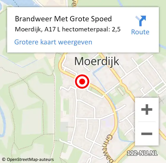 Locatie op kaart van de 112 melding: Brandweer Met Grote Spoed Naar Moerdijk, A17 L hectometerpaal: 2,5 op 15 juni 2018 13:20