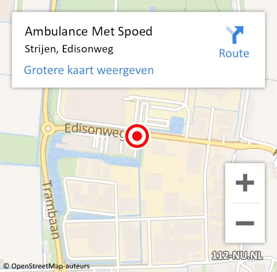 Locatie op kaart van de 112 melding: Ambulance Met Spoed Naar Strijen, Edisonweg op 15 juni 2018 15:35
