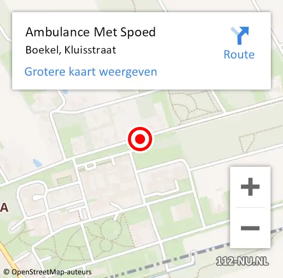 Locatie op kaart van de 112 melding: Ambulance Met Spoed Naar Boekel, Kluisstraat op 15 juni 2018 16:08