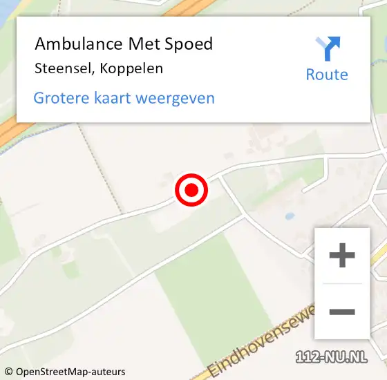 Locatie op kaart van de 112 melding: Ambulance Met Spoed Naar Steensel, Koppelen op 15 juni 2018 17:11