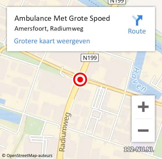 Locatie op kaart van de 112 melding: Ambulance Met Grote Spoed Naar Amersfoort, Radiumweg op 15 juni 2018 17:55
