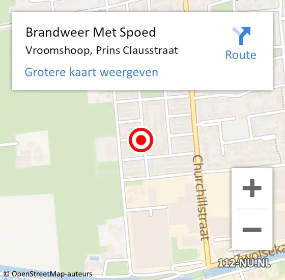 Locatie op kaart van de 112 melding: Brandweer Met Spoed Naar Vroomshoop, Prins Clausstraat op 15 juni 2018 20:25