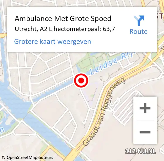 Locatie op kaart van de 112 melding: Ambulance Met Grote Spoed Naar Utrecht, A2 L hectometerpaal: 63,7 op 15 juni 2018 20:43