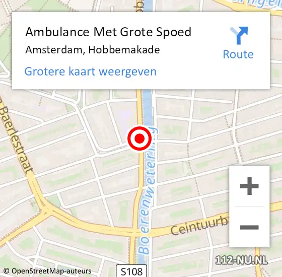 Locatie op kaart van de 112 melding: Ambulance Met Grote Spoed Naar Amsterdam, Hobbemakade op 15 juni 2018 23:19