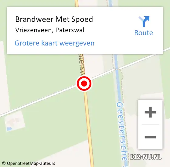 Locatie op kaart van de 112 melding: Brandweer Met Spoed Naar Vriezenveen, Paterswal op 16 juni 2018 07:01