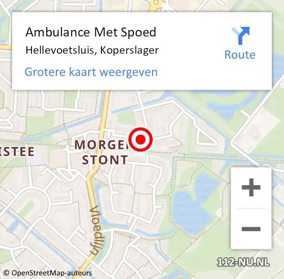 Locatie op kaart van de 112 melding: Ambulance Met Spoed Naar Hellevoetsluis, Koperslager op 16 juni 2018 07:57