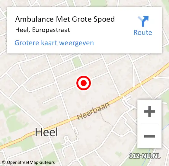 Locatie op kaart van de 112 melding: Ambulance Met Grote Spoed Naar Heel, Europastraat op 16 juni 2018 08:57