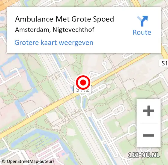 Locatie op kaart van de 112 melding: Ambulance Met Grote Spoed Naar Amsterdam, Nigtevechthof op 16 juni 2018 09:55