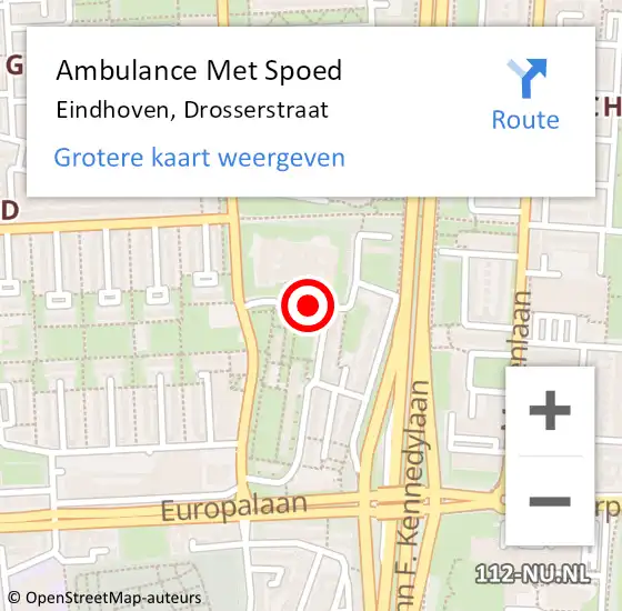 Locatie op kaart van de 112 melding: Ambulance Met Spoed Naar Eindhoven, Drosserstraat op 16 juni 2018 10:06