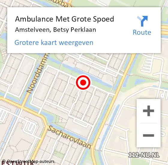 Locatie op kaart van de 112 melding: Ambulance Met Grote Spoed Naar Amstelveen, Betsy Perklaan op 16 juni 2018 10:59