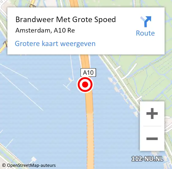 Locatie op kaart van de 112 melding: Brandweer Met Grote Spoed Naar Amsterdam, A10 Re op 16 juni 2018 11:02