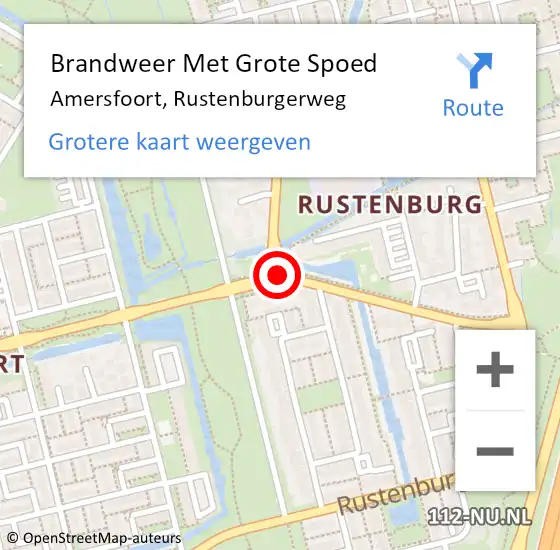 Locatie op kaart van de 112 melding: Brandweer Met Grote Spoed Naar Amersfoort, Rustenburgerweg op 16 juni 2018 11:51