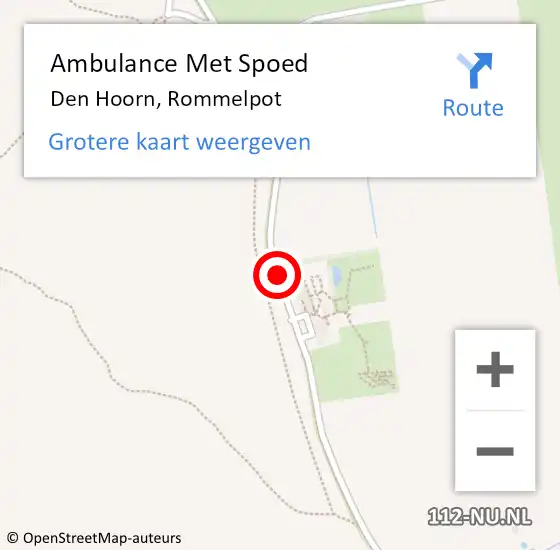 Locatie op kaart van de 112 melding: Ambulance Met Spoed Naar Den Hoorn, Rommelpot op 16 juni 2018 12:03