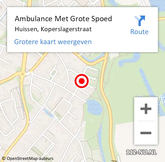 Locatie op kaart van de 112 melding: Ambulance Met Grote Spoed Naar Huissen, Koperslagerstraat op 16 juni 2018 15:14