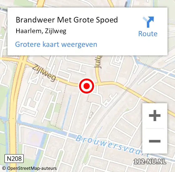 Locatie op kaart van de 112 melding: Brandweer Met Grote Spoed Naar Haarlem, Zijlweg op 16 juni 2018 17:34