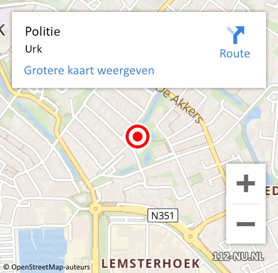 Locatie op kaart van de 112 melding: Politie Urk op 16 juni 2018 18:50
