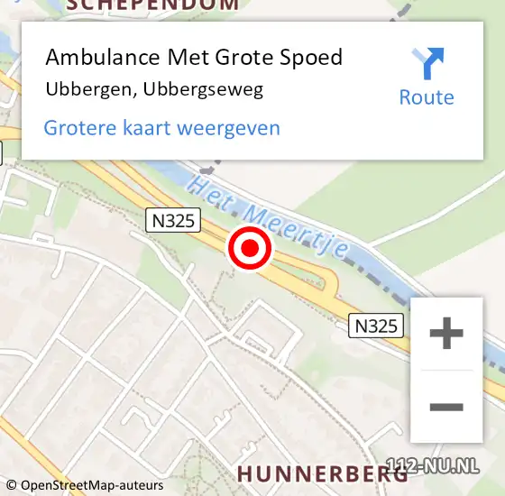 Locatie op kaart van de 112 melding: Ambulance Met Grote Spoed Naar Nijmegen, Ubbergseweg op 16 juni 2018 21:43