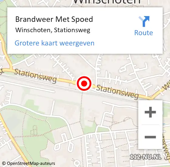 Locatie op kaart van de 112 melding: Brandweer Met Spoed Naar Winschoten, Stationsweg op 17 juni 2018 00:50