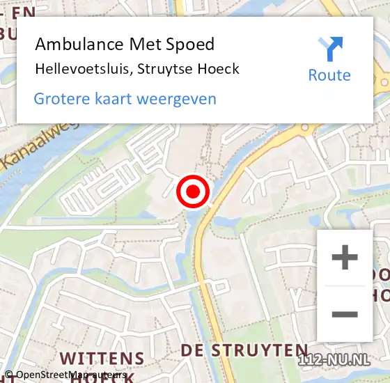 Locatie op kaart van de 112 melding: Ambulance Met Spoed Naar Hellevoetsluis, Struytse Hoeck op 17 juni 2018 00:55