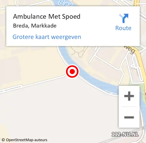 Locatie op kaart van de 112 melding: Ambulance Met Spoed Naar Breda, Markkade op 17 juni 2018 02:47
