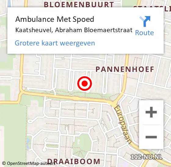 Locatie op kaart van de 112 melding: Ambulance Met Spoed Naar Kaatsheuvel, Abraham Bloemaertstraat op 17 juni 2018 04:08