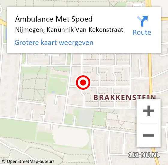Locatie op kaart van de 112 melding: Ambulance Met Spoed Naar Nijmegen, Kanunnik Van Kekenstraat op 17 juni 2018 10:25