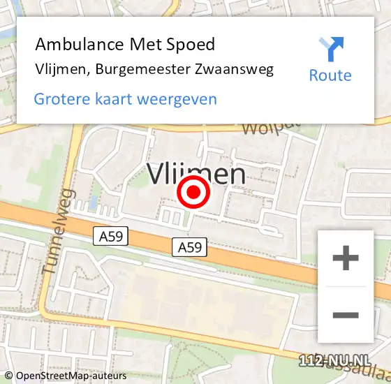 Locatie op kaart van de 112 melding: Ambulance Met Spoed Naar Vlijmen, Burgemeester Zwaansweg op 17 juni 2018 11:45