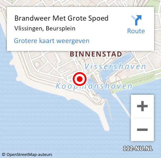 Locatie op kaart van de 112 melding: Brandweer Met Grote Spoed Naar Vlissingen, Beursplein op 17 juni 2018 12:11