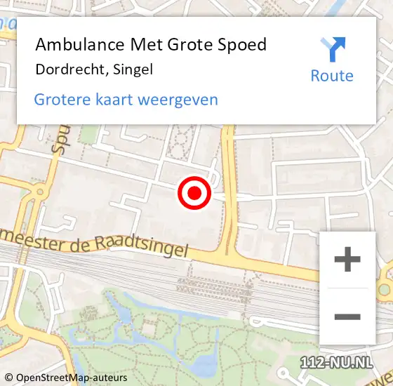 Locatie op kaart van de 112 melding: Ambulance Met Grote Spoed Naar Dordrecht, Singel op 17 juni 2018 13:01