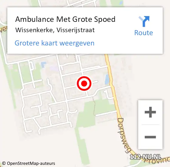 Locatie op kaart van de 112 melding: Ambulance Met Grote Spoed Naar Wissenkerke, Visserijstraat op 17 juni 2018 15:24