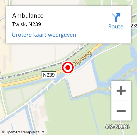 Locatie op kaart van de 112 melding: Ambulance Twisk, N239 op 17 juni 2018 17:19