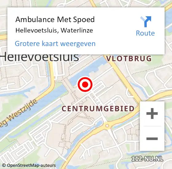 Locatie op kaart van de 112 melding: Ambulance Met Spoed Naar Hellevoetsluis, Waterlinze op 17 juni 2018 19:39
