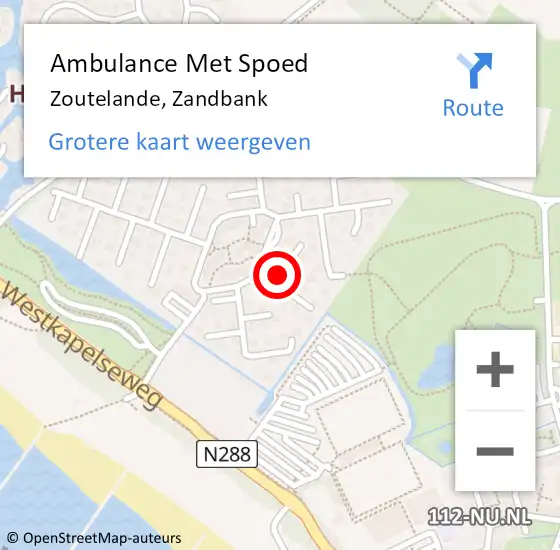 Locatie op kaart van de 112 melding: Ambulance Met Spoed Naar Zoutelande, Zandbank op 17 juni 2018 20:51