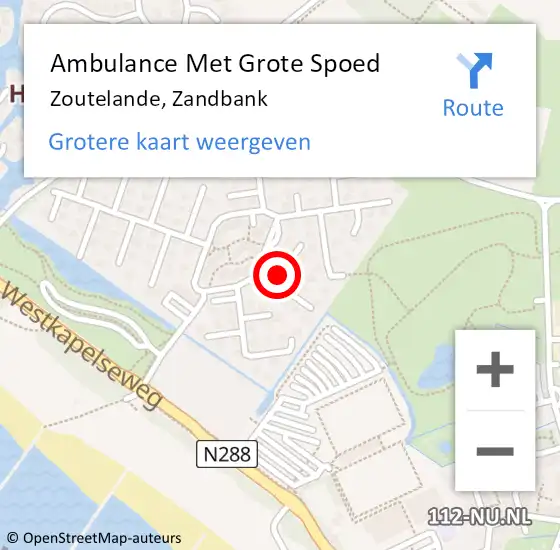 Locatie op kaart van de 112 melding: Ambulance Met Grote Spoed Naar Zoutelande, Zandbank op 17 juni 2018 20:55