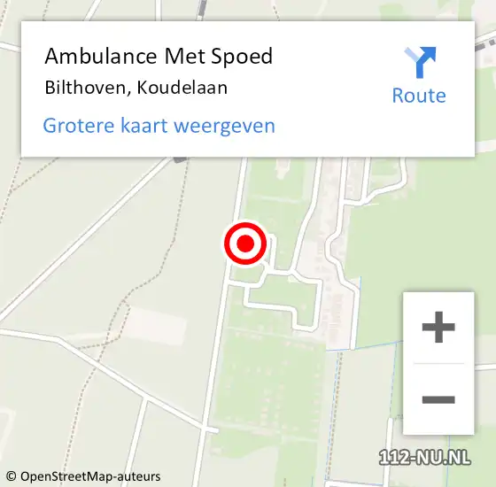 Locatie op kaart van de 112 melding: Ambulance Met Spoed Naar Bilthoven, Koudelaan op 17 juni 2018 22:46