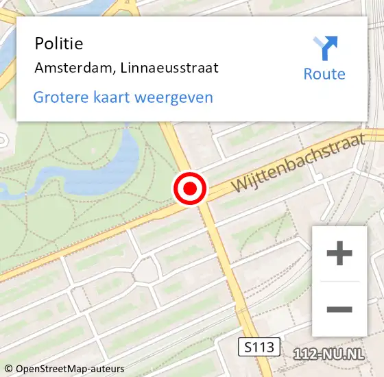 Locatie op kaart van de 112 melding: Politie Amsterdam, Linnaeusstraat op 17 juni 2018 23:59