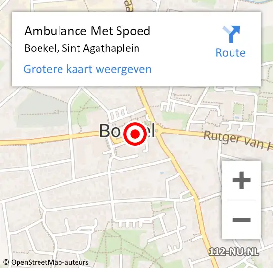 Locatie op kaart van de 112 melding: Ambulance Met Spoed Naar Boekel, Sint Agathaplein op 18 juni 2018 00:01