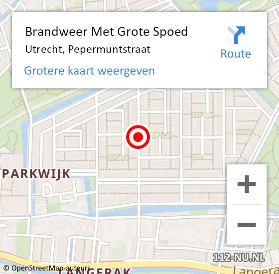 Locatie op kaart van de 112 melding: Brandweer Met Grote Spoed Naar Utrecht, Pepermuntstraat op 18 juni 2018 00:42