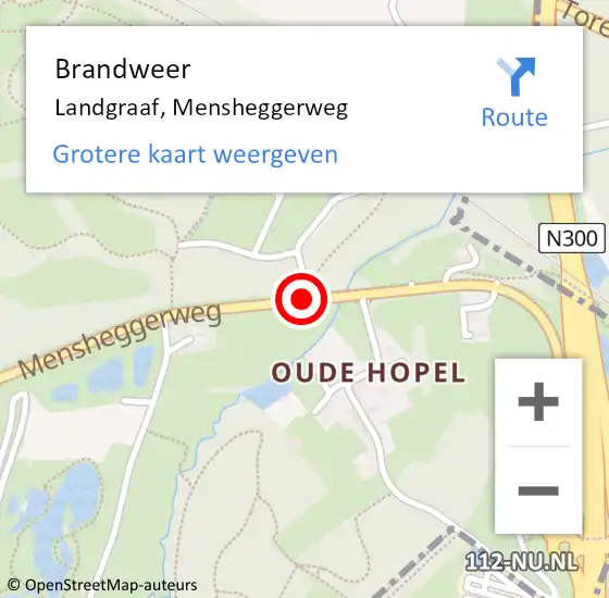 Locatie op kaart van de 112 melding: Brandweer Landgraaf, Mensheggerweg op 18 juni 2018 04:08