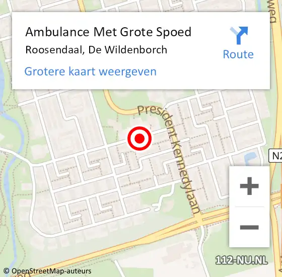 Locatie op kaart van de 112 melding: Ambulance Met Grote Spoed Naar Roosendaal, De Wildenborch op 18 juni 2018 06:56